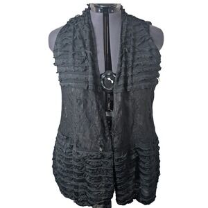 Y2K Mod'land Paris Sleeveless Tiered Black Cardigan 3X